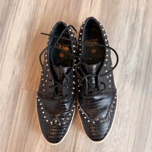 ASH Krush Black Leather Crocodile Platform Sneaker